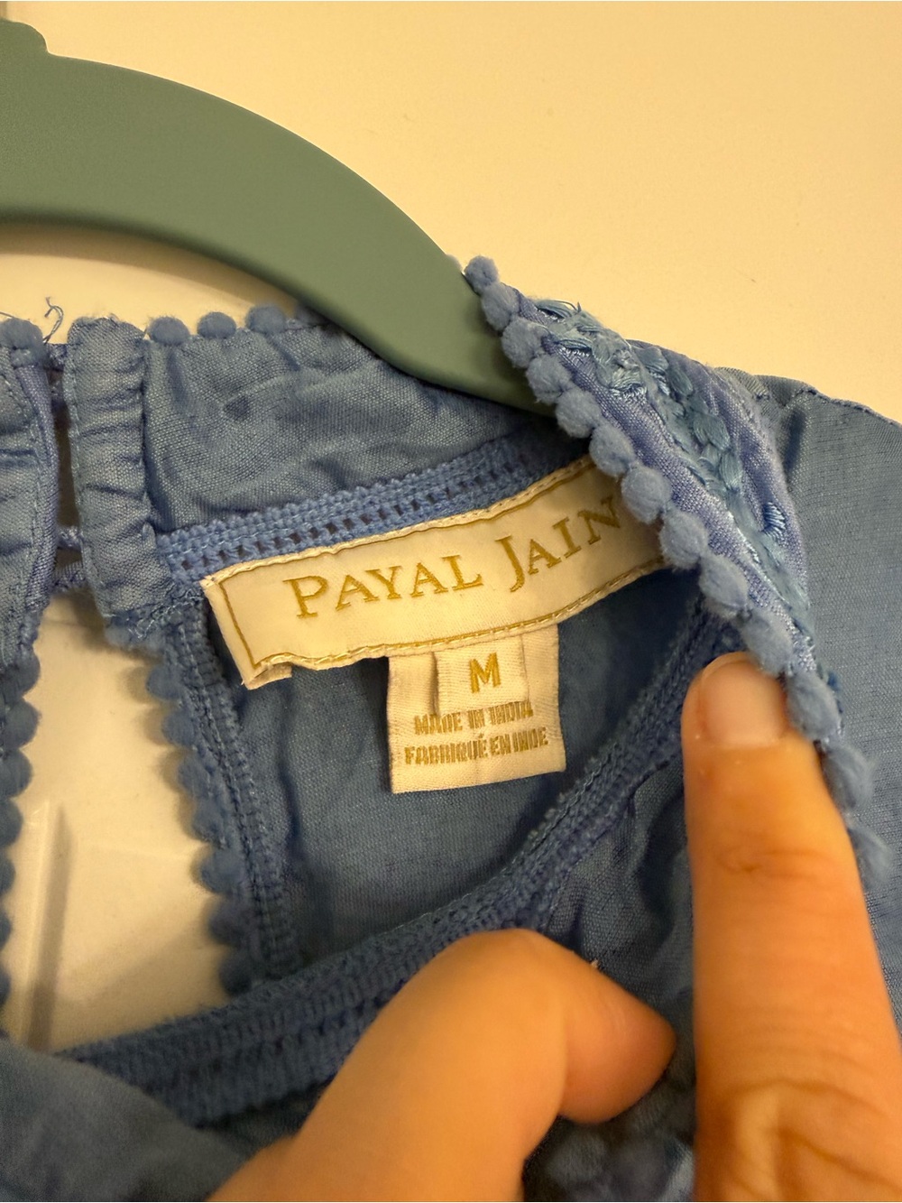 Anthropologie Payal Jain blue embroidered blouse, size M - Picture 4 of 5